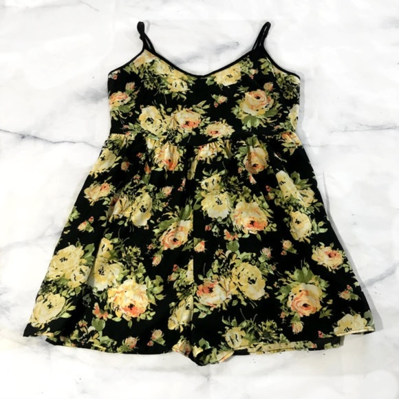 Kimchi Blue Pants - Kimchi Blue Coco Loco Black & Yellow Floral Romper